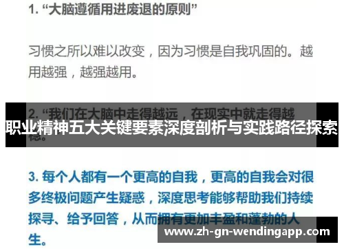 职业精神五大关键要素深度剖析与实践路径探索